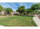 Scenic view of the community park with green lawn, mature trees, and covered picnic area at 14318 N 142Nd Ln, Surprise, AZ 85379