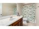 Bathroom with a vanity, toilet and a shower with a curtain at 15424 N 52Nd Pl, Scottsdale, AZ 85254