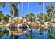 Scenic view of the community entrance, featuring lush landscaping and a serene pond at 17718 N Desert Flower Trl, Surprise, AZ 85374