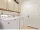 Laundry room with side-by-side washer and dryer, with cabinets above at 17718 N Desert Flower Trl, Surprise, AZ 85374
