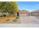 Single-story home featuring a brick driveway, meticulous landscaping, and a lovely shade tree at 3359 E Penedes Dr, Gilbert, AZ 85298