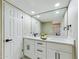 Bathroom featuring double vanity, white cabinets, and ample storage space at 5124 N 31St Pl # 522, Phoenix, AZ 85016
