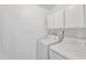 This laundry room has both a washer and dryer and includes storage above at 607 E Holmes Ave, Mesa, AZ 85204