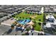 Aerial view showcasing the neighborhood playground and community green space at 10156 E Talon Ave, Mesa, AZ 85212
