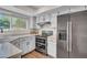 Modern kitchen with stainless steel appliances, white cabinets, and wood-look flooring at 10235 N 31St St # 15, Phoenix, AZ 85028