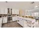 Stylish kitchen with white cabinets, stainless steel appliances, and a charming white island with barstool seating at 15550 N Frank Lloyd Wright Blvd # 1101, Scottsdale, AZ 85260