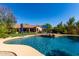 Backyard oasis with a sparkling pool, lush landscaping, and ample patio space for entertaining at 29506 N 21St Ave, Phoenix, AZ 85085