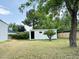 Lush backyard featuring a shed and mature trees, creating a serene outdoor space at 3215 W Orangewood Ave, Phoenix, AZ 85051