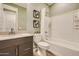 Bathroom with a modern vanity, shower/tub, and stylish decor at 3283 E Outlaw Ln, San Tan Valley, AZ 85140