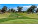 Well-manicured golf course fairway with a flag on the green, surrounded by mature trees and blue sky at 633 Leisure World --, Mesa, AZ 85206