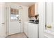 Well-equipped laundry room with washer, dryer and access to the backyard at 975 E Lincolnwood Cir, Casa Grande, AZ 85194