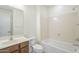 Clean bathroom featuring vanity, toilet, and bathtub with shower at 10609 E Durant Dr, Mesa, AZ 85212