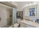 Clean bathroom with shower, vanity and modern fixtures at 1838 E 2Nd Pl, Mesa, AZ 85203