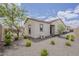 Backyard with desert landscaping, including trees, shrubs, and gravel at 18624 W Cathedral Rock Dr, Goodyear, AZ 85338