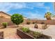 Well-kept backyard with desert landscaping, garden planters, and mature trees at 11410 W Davis Ln, Avondale, AZ 85323