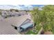 Aerial shot of the backyard patio with seating and well-maintained landscaping in a quiet, residential neighborhood at 15815 N 4Th Dr, Phoenix, AZ 85023
