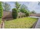 Lush backyard with green grass, mature trees, flowering shrubs, and block wall for added privacy at 15902 W Hearn Rd, Surprise, AZ 85379