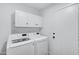 Clean laundry room with white cabinets, modern washer and dryer, and neutral finishes at 16662 S 37Th Way, Phoenix, AZ 85048