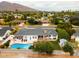 Expansive backyard boasts a sparkling pool, landscaped greenery, and outdoor entertaining area at 6311 E Calle Rosa --, Scottsdale, AZ 85251