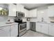 Bright kitchen with white cabinets, stainless steel appliances, and stylish tile backsplash at 717 E Palmaire Ave, Phoenix, AZ 85020