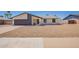 Charming single-story home features a gravel yard, gray garage door, and modern architecture under a clear sky at 17040 N 39Th Ave, Glendale, AZ 85308