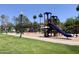 Community playground featuring swings, slides, and climbing structures on a well-maintained green lawn at 2150 S Lorena --, Mesa, AZ 85209