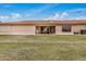 Expansive backyard with a covered patio, security doors, and a well-maintained lawn at 2662 S Springwood Blvd # 462, Mesa, AZ 85209