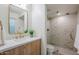 Modern bathroom featuring a sleek vanity and a glass-enclosed shower with luxe tiling at 5201 N 24Th St # 107, Phoenix, AZ 85016