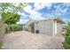 This home's backyard features a large patio with privacy landscaping at 5735 E Mcdowell Rd # 67, Mesa, AZ 85215