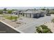 Aerial view of a modern home featuring a paver driveway and manicured landscaping at 6614 E North Ln, Paradise Valley, AZ 85253