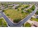 Aerial view of a green community park with walking paths and mature trees in a quiet neighborhood at 844 E County Down Dr, Chandler, AZ 85249