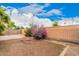 Spacious backyard showcasing a block fence, desert landscaping and potential for customization at 1019 N Monterey St, Gilbert, AZ 85233