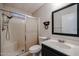 Bathroom featuring walk in shower and sleek vanity at 205 S Higley Rd # 286, Mesa, AZ 85206