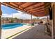 Inviting backyard pool with covered patio area, perfect for outdoor entertaining and relaxation at 25615 S Lemon Ave, Queen Creek, AZ 85142