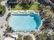 Aerial view of the rectangular backyard pool surrounded by beautiful desert landscaping at 4747 E Arroyo Verde Dr, Paradise Valley, AZ 85253