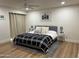 Well-lit bedroom with a ceiling fan, light wood flooring, decorative rug, and comfortable, furnished bed at 703 E Corte Oro --, Phoenix, AZ 85020