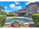 Backyard with a pebble tec pool, boulder accents, and artificial grass at 1526 E Glacier Pl, Chandler, AZ 85249