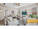 Bright living room featuring neutral decor, comfortable seating, and a stylish entertainment center at 2440 E Stephens Pl, Chandler, AZ 85225