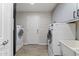 This laundry room features a utility sink, washer, dryer, and cabinets at 4107 E Fairview Cir, Mesa, AZ 85206