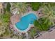 Overhead aerial view of the community pool, landscaping, and seating areas at 7887 N 16Th St # 226, Phoenix, AZ 85020