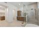 Spacious bathroom with walk-in shower, floating vanity, modern fixtures, and plenty of natural light at 9265 N 115Th St, Scottsdale, AZ 85259