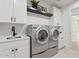 Laundry room fitted with modern appliances and cabinets and a faucet over a wash basin at 9265 N 115Th St, Scottsdale, AZ 85259
