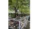 A restaurant patio with tables, chairs, and shade from the large tree canopies at 1110 E Pierce St, Phoenix, AZ 85006