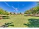 Community green space with manicured lawn, mature trees, and neighborhood homes in the background at 2341 S Gordon --, Mesa, AZ 85209