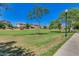 Beautiful community park with lush green grass, mature trees, and a sidewalk on a sunny day at 2341 S Gordon --, Mesa, AZ 85209