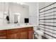 This bathroom features a single vanity, a mirror, and a toilet at 29751 N 119Th Ln, Peoria, AZ 85383