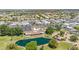 Aerial view of a community with a pool, lake, trees, parking lot, and houses on a sunny day at 3433 E Sandra Ter, Phoenix, AZ 85032