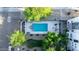 Overhead shot of a community pool area showing the swimming pool and surrounding landscaping at 7857 N 21St Ave, Phoenix, AZ 85021