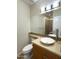 Bathroom with bowl sink, wood cabinets, and walk-in shower in background at 1633 E Lakeside Dr # 154, Gilbert, AZ 85234
