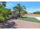 Backyard with artificial lawn, desert landscaping, and view of the refreshing pool at 16461 W Central St, Surprise, AZ 85388